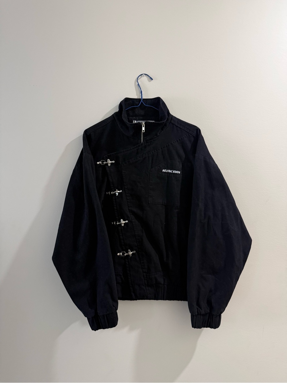Aelfric Eden Black Asymmetrical Toggle Jacket